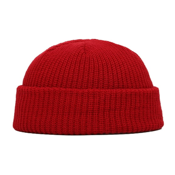 comerut Unisex Winter Hat Knitted Warm Thick Elastic Anti-slip Regular Fit Solid Color Folded Edge Round Dome Top Women Men Cycling Cap Beanie
