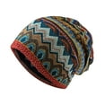 thumbnail image 1 of comerut Unisex Winter Hat Vintage Ethnic Print Colorful Elastic Anti-slip Regular Fit Baggy Soft Warm Wide Band Colorfast Women Men Beanie, 1 of 7