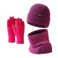 thumbnail image 1 of comerut Winter Beanie Hat with Gloves Scarf Set Solid Color Soft Elastic Ultra-Thick Windproof Knitted Hat Neck Warmer Gloves, 1 of 8