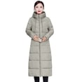thumbnail image 1 of comerut Winter Down Coat Hooded Solid Color Thicken Long Sleeves Pockets Keep Warm Thick Padded Plus Size Women Winter Coat for Outdoor, 1 of 1