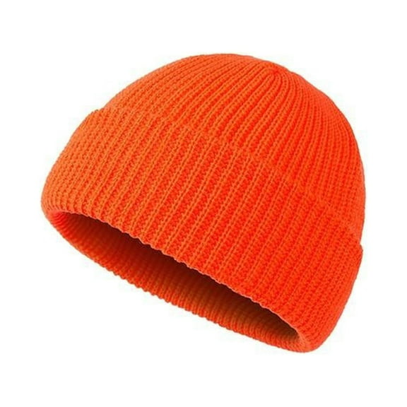 comerut Winter Knitted Beanie Hat Casual Flanging Stretch Soft Warm Solid Color Autumn Winter Outdoor Skiing Cycling Women Men Unisex Skull Cap