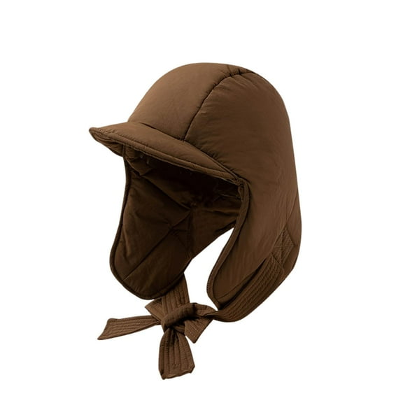comerut Winter Warm Down Padded Hat Ultra-Thick Solid Color Outdoor Riding Windproof Thickened Ear Protector Hat