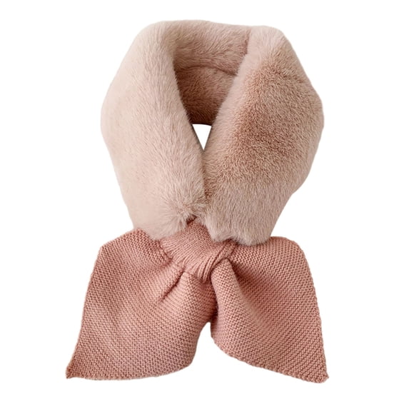 comerut Winter Warm Faux Fur Scarf Solid Color Super Soft Ultra-Thick Women Luxury Knitted Faux Fur Neck Warmer Scarf