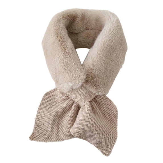 comerut Winter Warm Faux Fur Scarf Solid Color Super Soft Ultra-Thick Women Luxury Knitted Faux Fur Neck Warmer Scarf