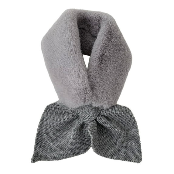 comerut Winter Warm Faux Fur Scarf Solid Color Super Soft Ultra-Thick Women Luxury Knitted Faux Fur Neck Warmer Scarf