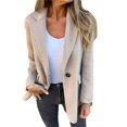 thumbnail image 1 of comerut Winter Women Coat Single Button Closure Long Sleeves Pure Color Turn-down Collar Loose Mid Length Warm Shopping Commuting Jacket, 1 of 8