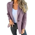 thumbnail image 1 of comerut Winter Women Coat Single Button Closure Long Sleeves Pure Color Turn-down Collar Loose Mid Length Warm Shopping Commuting Jacket, 1 of 8