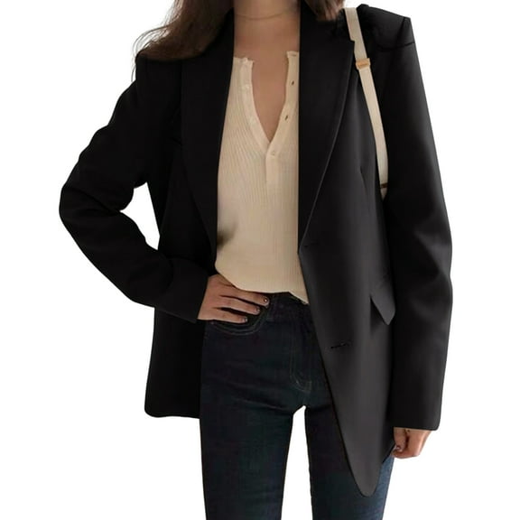 comerut Women Autumn Blazer Lapel Solid Color Long Sleeves Single-breasted Slim Keep Warm Cardigan Anti-wrinkle Casual Lady Winter Coat for Office