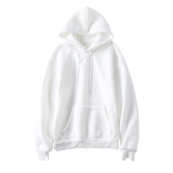 comerut Women Autumn Winter Hoodie Hooded Solid Color Drawstring Patch Pocket Pullover Long Sleeve Loose Soft Warm Lady Hoodie