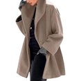 thumbnail image 1 of comerut Women Autumn Winter Shawl Collar Buttons Warm Hooded Jacket Long Coat Outerwear, 1 of 6