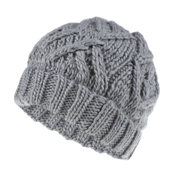 comerut Women Autumn Winter Solid Color Woolen Yarn Soft Warm Beanie Hat Knitting Cap