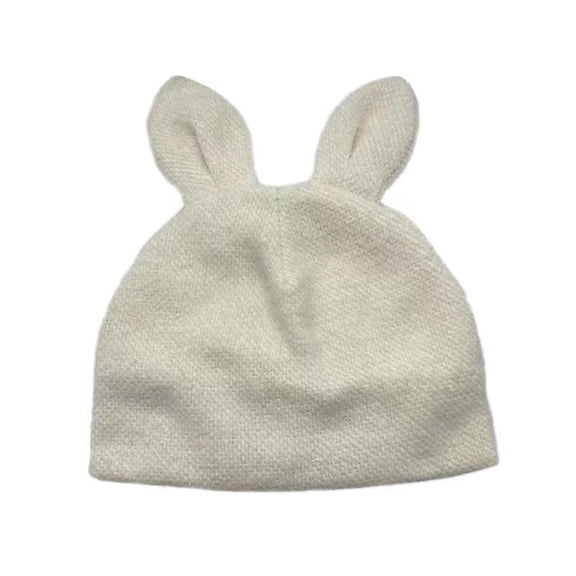 comerut Women Beanie Hat with Cute Rabbit Ears Super Soft Elastic Solid Color Windproof Cold Prevention Winter Warm Plush Hat