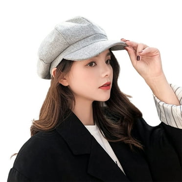 comerut Women Beret Retro Solid Color Casual Comfortable Breathable Keep Warm Thick Wool Spring Autumn Lady Octagonal Cap Painter Hat for Outdoor