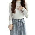 thumbnail image 1 of comerut Women Bottoming Top Slim Fit Long Sleeve Half Turtleneck High Elasticity Pullover Keep Warm Solid Color Autumn Winter Lady Bottomed Blouse for Daily Wear, 1 of 8