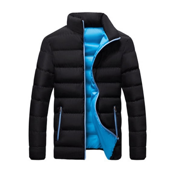 comerut Women Cotton Jacket Stand Collar Long Sleeve Thickened Cotton Coat Zipper Closure Side Pockets Outwear Warm Coat