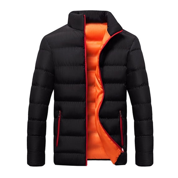 comerut Women Cotton Jacket Stand Collar Long Sleeve Thickened Cotton Coat Zipper Closure Side Pockets Outwear Warm Coat