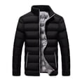 thumbnail image 1 of comerut Women Cotton Jacket Stand Collar Long Sleeve Thickened Cotton Coat Zipper Closure Side Pockets Outwear Warm Coat, 1 of 8