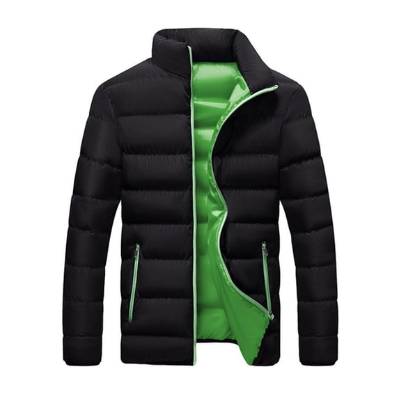 comerut Women Cotton Jacket Stand Collar Long Sleeve Thickened Cotton Coat Zipper Closure Side Pockets Outwear Warm Coat