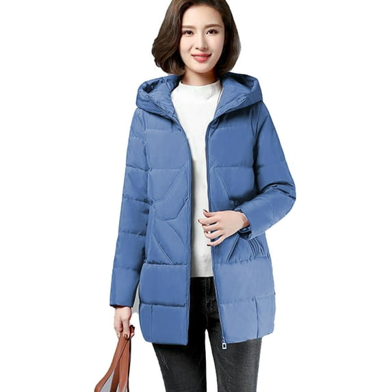 comerut Women Down Coat Solid Color Padded Thick Warm Lady Jacket for Outdoor