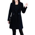 thumbnail image 1 of comerut Women Fall Coat Solid Color Double Buttons Thick Lapel Long Sleeves Keep Warm Plus Size Korean Women Overcoat Female Clothes, 1 of 8