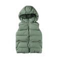thumbnail image 1 of comerut Women Hooded Vest Detachable Hat Zipper Pockets Solid Color Thicken Cardigan Keep Warm Casual Style Sleeveless Jacket Autumn Winter Clothing for Outdoor, 1 of 8