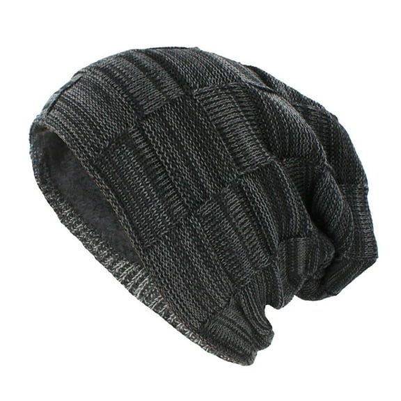 comerut Women Men Winter Warm Beanie Hat Adult Unisex Outdoor Thickened Fleece Lining Color Matching Knitted Beanies