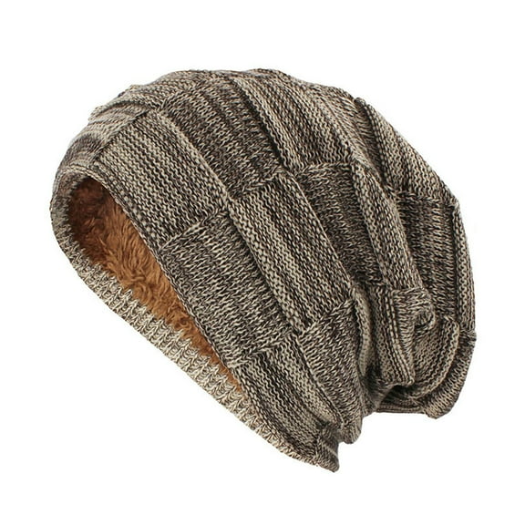 comerut Women Men Winter Warm Beanie Hat Adult Unisex Outdoor Thickened Fleece Lining Color Matching Knitted Beanies