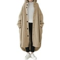 thumbnail image 1 of comerut Women Overcoat Hooded Solid Color Long Sleeves Maxi Length Loose Warm Casual Cardigan Lady Coat for Street, 1 of 8