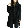 thumbnail image 1 of comerut Women Overcoat Solid Color Lapel Collar Mid-Length with Buttons Loose-fitting Keep Warm Polyester Winter Warm Women Double-Breasted Overcoat for Lady, 1 of 8