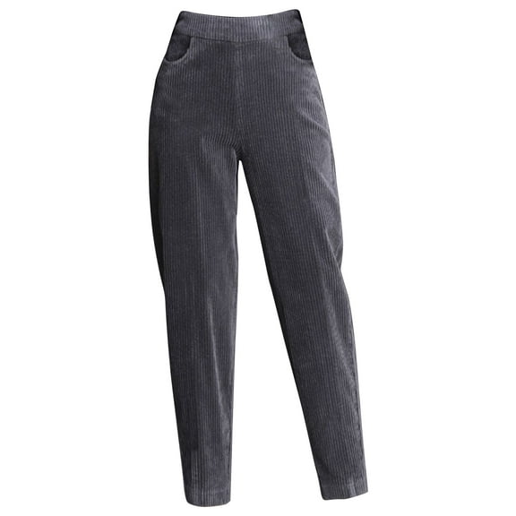 comerut Women Pants Plush Elastic Waist Warm Straight Winter Trousers for Daily Wear