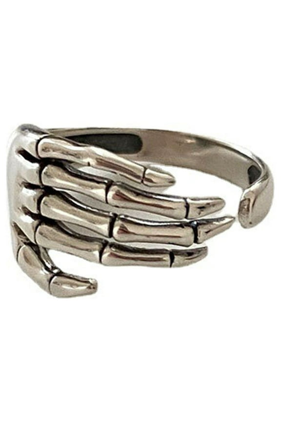 Women Ring Bone Hand Opening Resizable Retro Jewelry Adjustable Finger Ring for Halloween