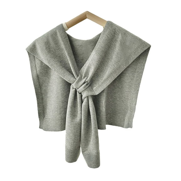 comerut Women Shawl Knitted Thick Solid Color Thermal Soft Keep Warm Fake Cross Sleeve Fall Winter Summer AC Shoulder Wrap Women Clothes