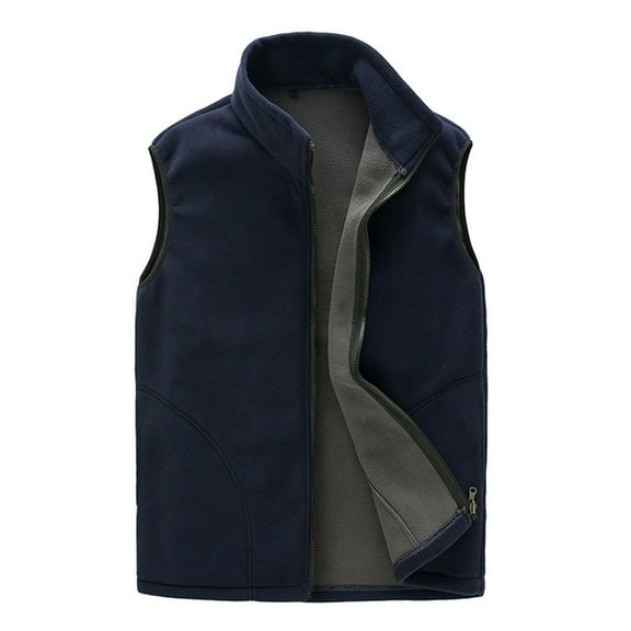 comerut Women Vest Coat Zipper Stand Collar Sleeveless Cardigan Solid Color Keep Warm Fleece Neck Protection Autumn Waistcoat for Daily Wear