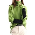 thumbnail image 1 of comerut Women Winter Autumn Sweater Turtleneck Neck Protection Long Sleeve Knitted Warm Thick Soft Pullover Color Block Patchwork Lady Sweater, 1 of 8