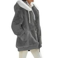 thumbnail image 1 of comerut Women Winter Coat Solid Color Warm Furry Plush Plus Size Lady Coat Winter Clothes, 1 of 8