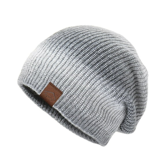 comerut Women Winter Knitted Hat Thickened Tie-dye Gradient Rainbow Color Warm Anti-slip Windproof High Elasticity Ear Protection Outdoor Cycling Skiing Beanie Headwear