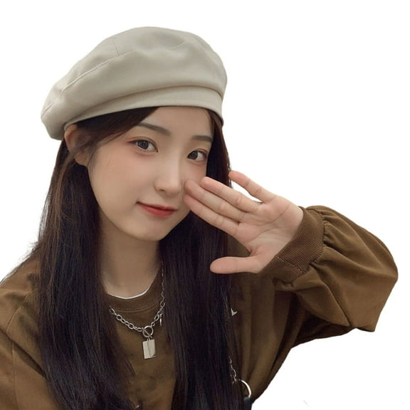 comerut Women Winter Painter Hat Solid Color Soft Warm Breathable Decorative Commute Beret Vinatge French Style Octagonal Cap
