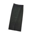 thumbnail image 1 of comerut Women Winter Skirt Knitted Solid Color High Waist Back Split Sheath Warm Soft Elastic Waist Lady Fall Skirt Female Clothing, 1 of 8