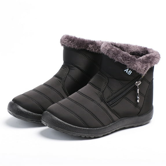 comerut Women Winter Warm Ankle Snow Boots Slip-on Zip Waterproof Outdoor Walking Shoes