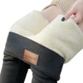 thumbnail image 1 of comerut Women Winter Warm Pants Thick Plush Liner Leggings High Waist Skinny Trousers, 1 of 7