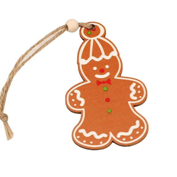 comerut Wooden Christmas Decor Gingerbread Man Easy Install Eco-friendly Fine Workmanship Tree Hanger Christmas Ornament