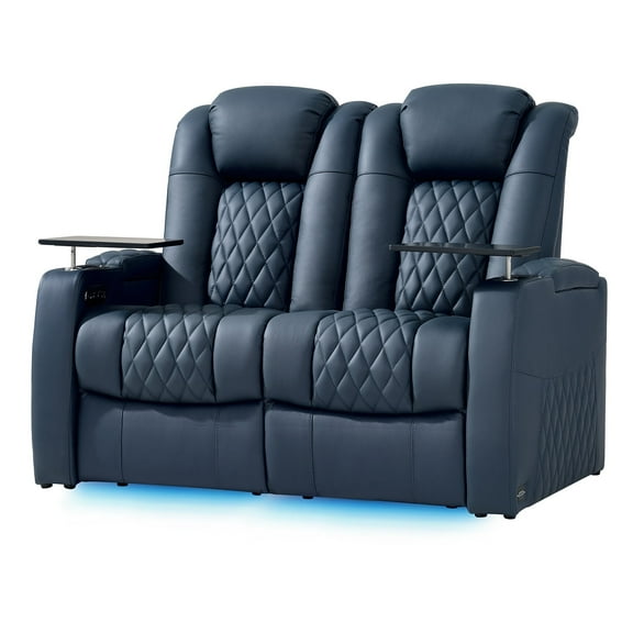 comfiroom Top Grain Leather Home Theater Seating Seats, Classic Series Dual Power Movie Gaming Sofa Movie Theater Chairs Theater Recliner Sofa with Type-C USB Charger Cup Holders