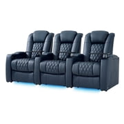 comfiroom Top Grain Leather Home Theater Seating Seats, Classic Series Dual Power Movie Gaming Sofa Movie Theater Chairs Theater Recliner Sofa with Type-C USB Charger Cup Holders