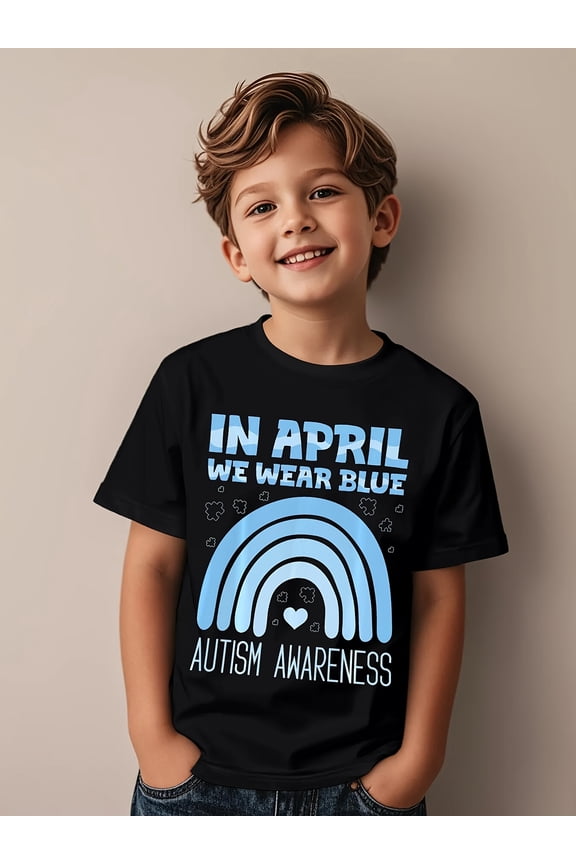 comfortable color t shirts for boys and girls for awareness month heavyweight vintage short sleeve shirts suitable for april events birthday gifts and everyday wea