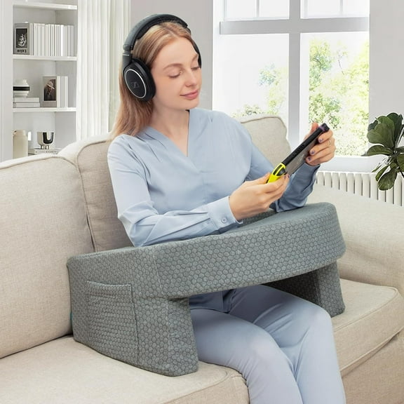 Reading Pillow with Large Pockets - Support for Gaming, Work, TV & Laptop Use - Perfect for Sofa, Bed or Gift