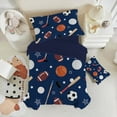 thumbnail image 1 of Toddler Bedding Sets for Babys Boys Girls Kids Navy Blue Ball Sports Toddler Crib Comforter Set Flat Sheet Fitted Sheet and Pillowcase 4 Pieces, 1 of 4