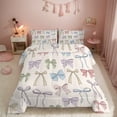 thumbnail image 1 of JJCOITR Colorful Bow Comforter Set Twin Size for Girls Kids Romantic Princess Style Bowknot Bedding Set Beige Comforter Sets with 2 Pillowcases 3Pcs, 1 of 5
