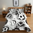 thumbnail image 1 of Twin Sports Comforter Set Black and White Ball Bedding Sets for Boys Girls Kids Teen 3D Soccer Basketball Baseball Football Design 5Pcs Bed in A Bag, 1 of 6