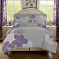 thumbnail image 1 of Floral Comforter Set King 7 Pieces Bed in a Bag Purple Floral Pattern Printed on Grey Soft Microfiber Bedding Set Lightweight Bed Comforter Set for All Season, 1 of 9