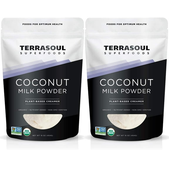 Terrasoul Superfoods Organic Coconut Milk Powder, 2 Lbs (1 Lb 2-Pack) - Plant-Based Creamer | Keto Friendly